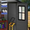 thumbnail image 2 of ModFusion 6.79 x 4 x 5.58 ft Resin Storage Shed with 2 Windows, Floor, Lockable Double Doors, Air Vent, Waterproof Plastic Roof Bike Tent, Medium Utility Ca binet, Gray and Black, 2 of 10