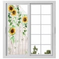 thumbnail image 2 of Sunflower Window Privacy Film, Green Botanical Summer Spring Vintage Static Cling UV Sun Blocking Tint Film Heat Control Windows Films for Bedroom Bathroom, Window Stickers 23.6"x59", 2 of 8