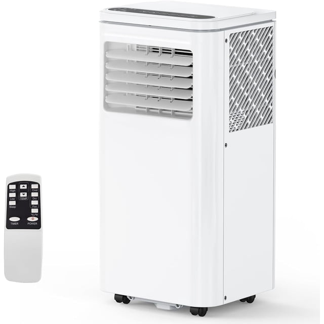 8000BTU Portable Air Conditioner with Cooling, Dehumidifier, Fan 3-IN-1 Indoor AC, Sleep Mode, 24H Timer, 2 Wind Speeds, Portable AC with Remote Control for Home Offices Garage