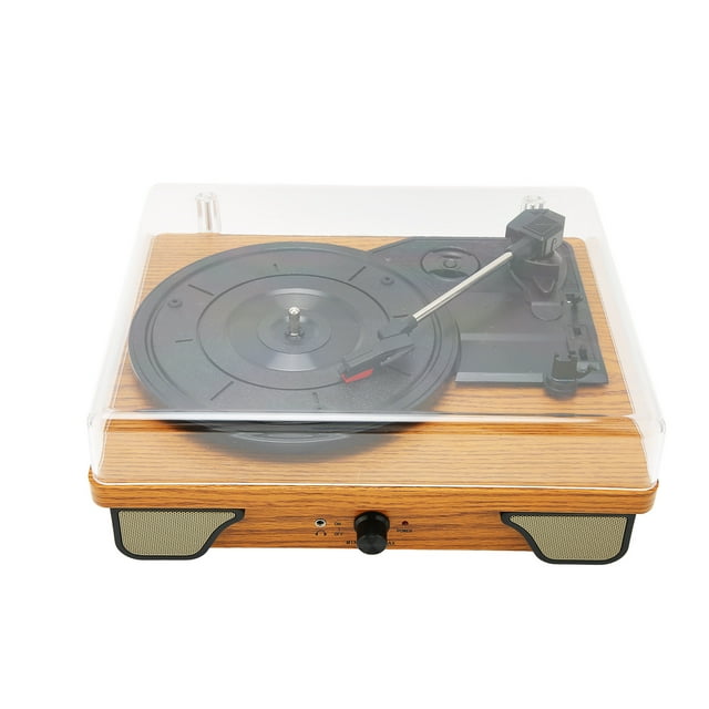 Tocadiscos de vinilo retro reproductor de discos Bluetooth a prueba de polvo estéreo de 3 velocidades portátil distancia de 10 m con cubierta para tableta para teléfono