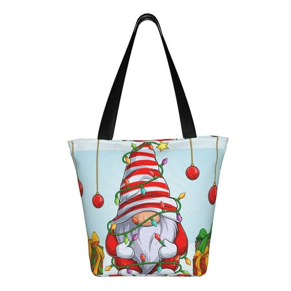 Ratiio Funny Christmas Gnome Print Shoulder Bag for Women, Polyester Crossbody Purse Lightweight Handbag for Daily Travel and Casual Use