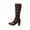 Brown, variant on Women's Pointed Toe Knee High Boots Chunky Heel Slouchy Booties Faux Leather Footwear Trendy Casual Dress Shoes for Fall White Women Sandal