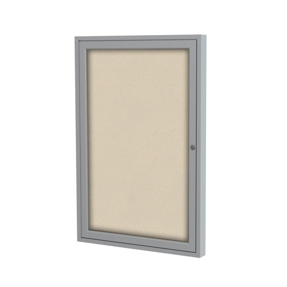 PA13636F90 Notice Board Ghent 1 Door Aluminum Satin Frame Enclosed