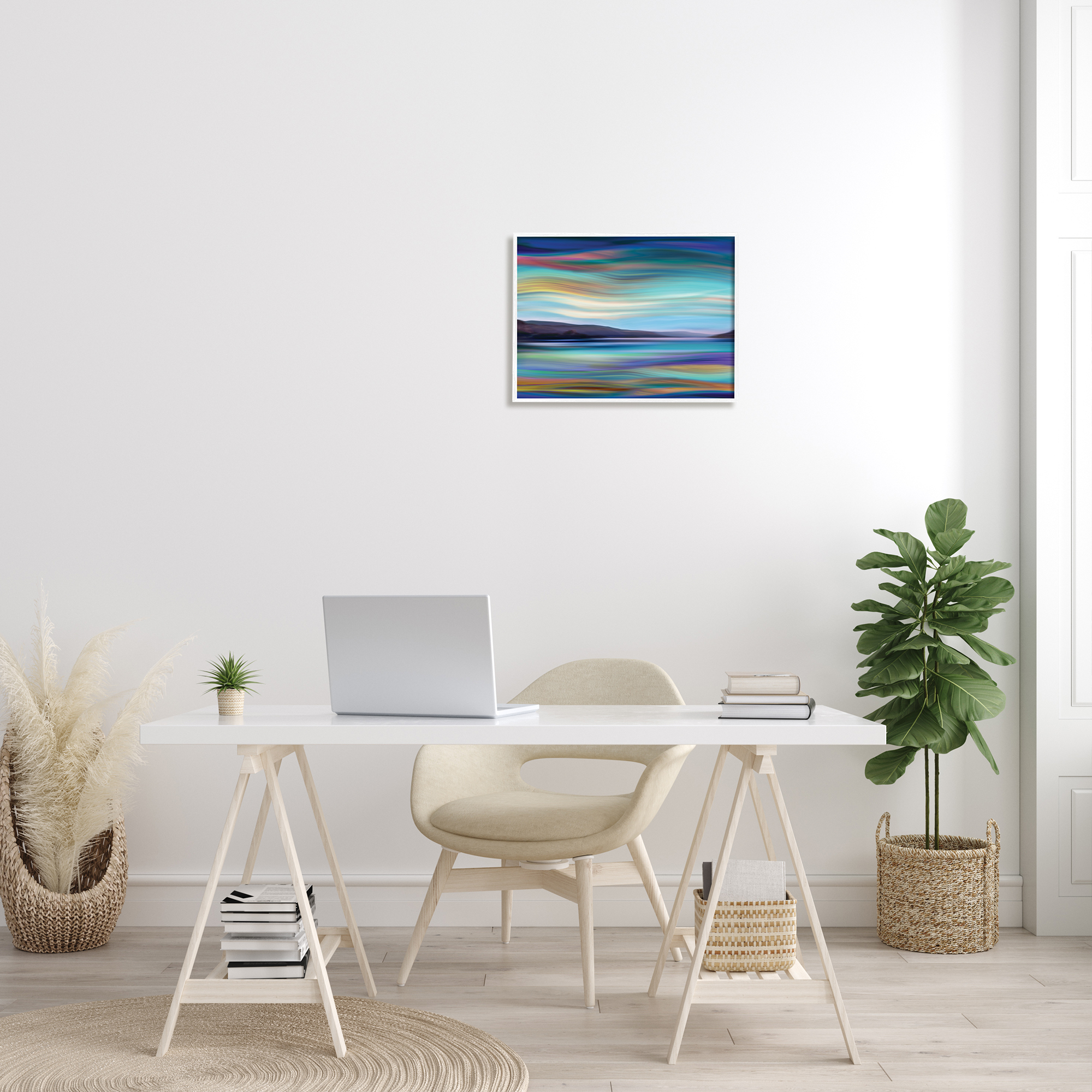 Stupell Industries Mountain Lake Landscape Fluid Abstract Waves, 16 x 20, Designed by Annie Campbell