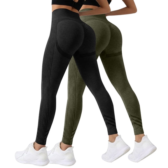 Women's Pants 2 Pack Thick High Waist Workout Yoga Leggings Summer Pants for Women Black L
