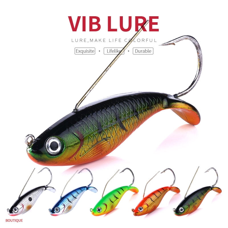 HENGJIA Fishing Lures, Swimbaits for Bass Fishing, Great Weedless Bass Lures, 5 Pack VIB Lifelike Hard Baits Sinking Fishing Jigs for Freshwater and Saltwater Bass, Redfish, Trout, Walleye