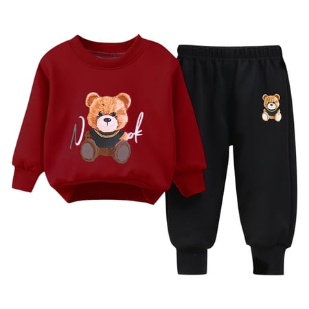 ZACPNCV Toddler Kid Girls Clothes Long Sleeve Pullover Sweatshirt Top and Pants Sweatsuits Set Fall Winter Outfits Red 6-12 Months