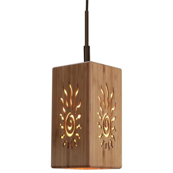 Woodbridge Lighting Light House Radiance Small Bamboo Pendant in Bronze/Natural