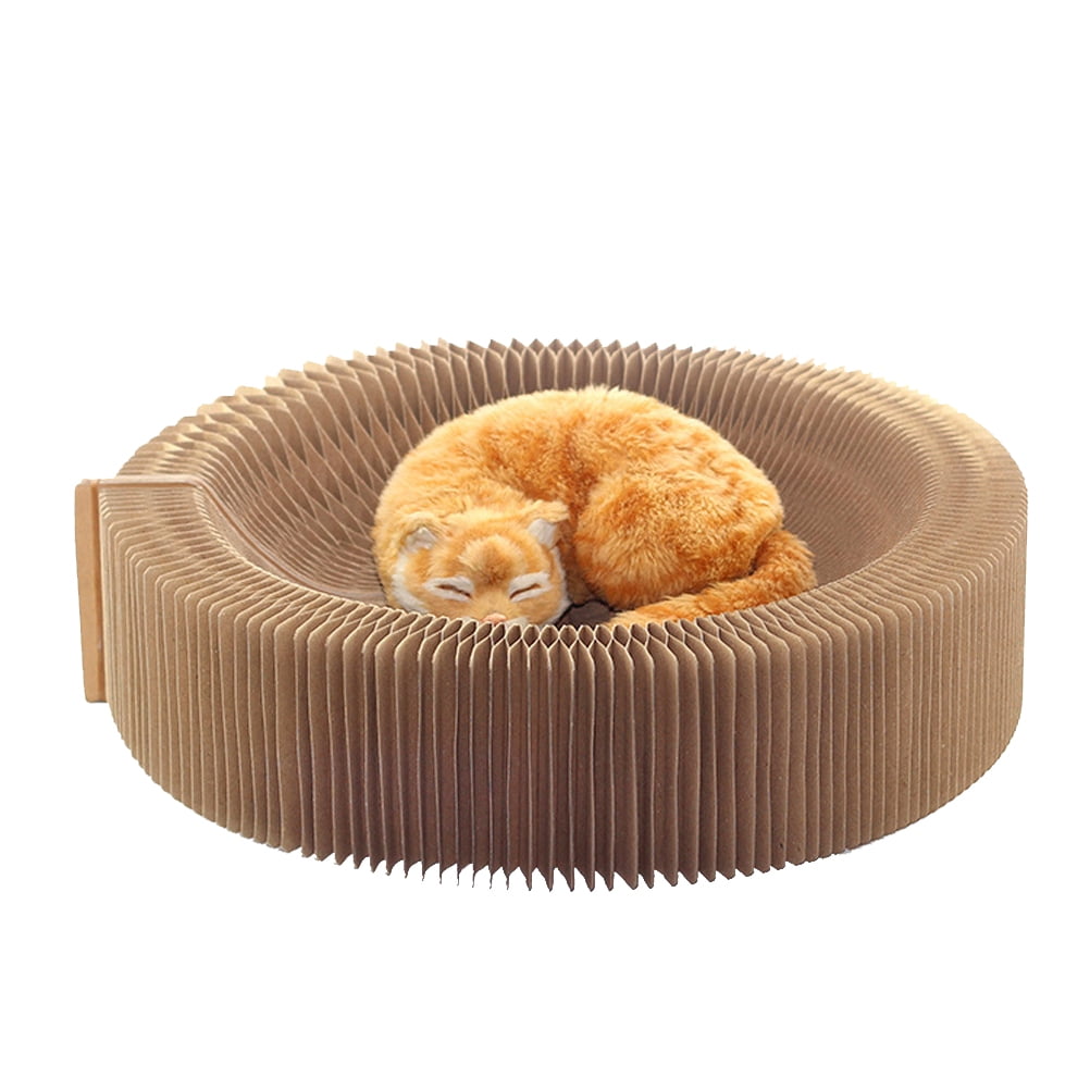 Collapsible Cat Scratcher Lounge Bed Accordion Designed Corrugated
