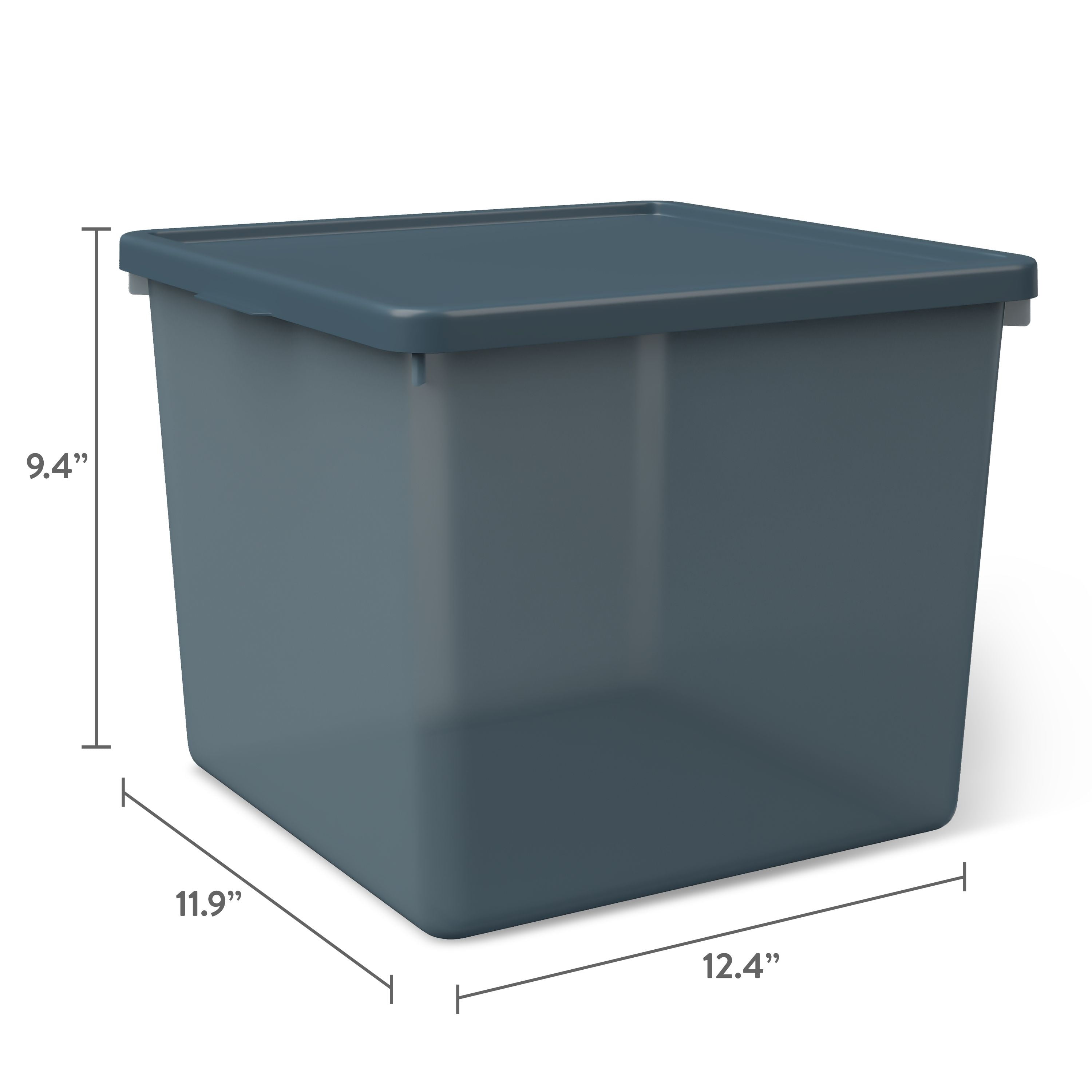Mainstays Kids Blue Large Plastic Storage Bin with Lid, 4 Pack