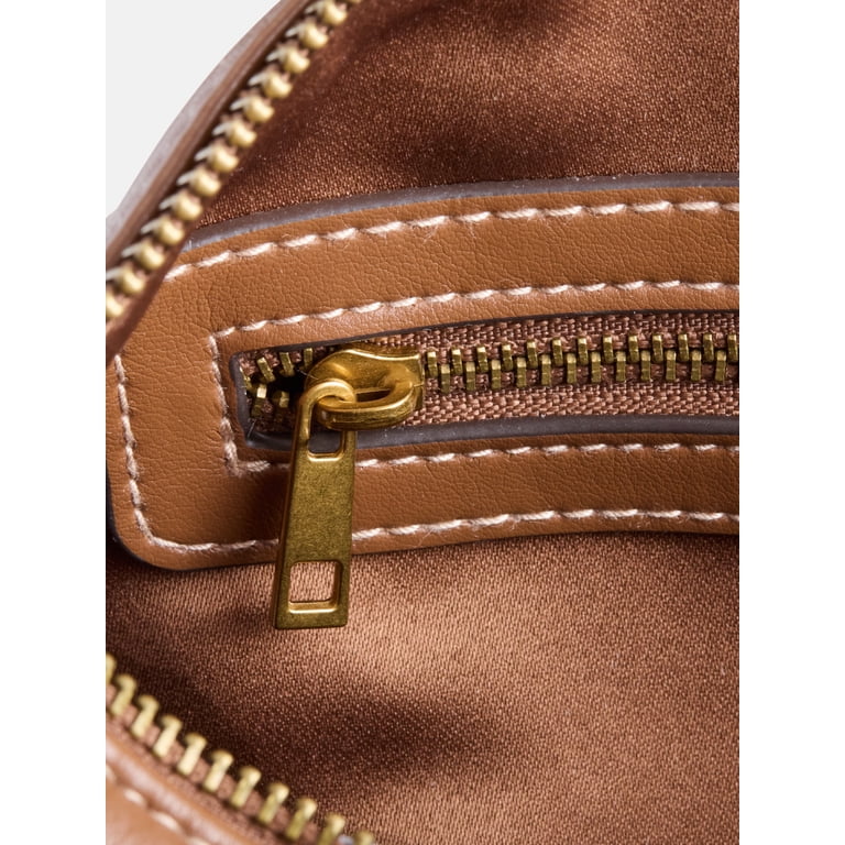 Free Assembly Women's Faux Leather Frame Satchel, Brown photo 4