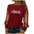 thumbnail image 2 of YTCAMLO Mesh Long Sleeve Womens Blouses Trendy Cute Love Heart Valentines Shirts Lightweight Round Neck Tunic Tops Dressy Outfits, 2 of 7