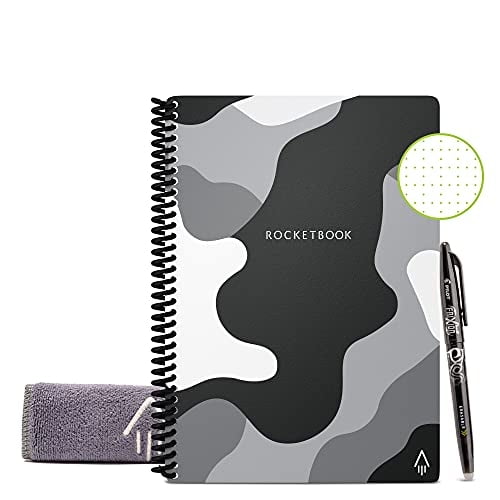 Cuaderno reutilizable inteligente Rocketbook - Cuaderno ecológico con bolígrafo y paño - Cubierta invierno lunar - Tamaño ejecutivo (6x 8.8)
