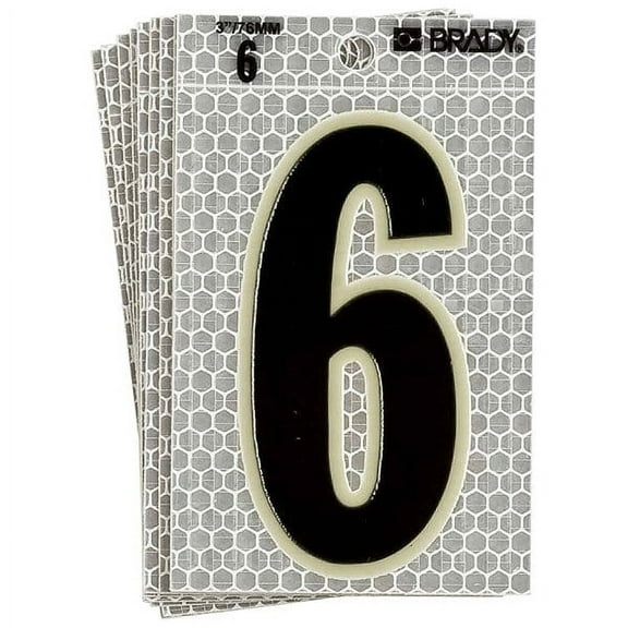 Brady Ultra Reflective Numbers,6,6 In. H,PK10 3020-6