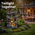 thumbnail image 3 of VBAL 32"H Outdoor Freestanding Water Fountain, 5-Tier Cascading Rock Resin with LED Light and Pump, Stone Imitation, Outdoor Water Feature for Garden, Patio, Yard, Deck, Porch, Lawn, Gray, 3 of 8