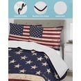 thumbnail image 4 of Quilts Twin Size, Vintage American Flag Soft Comforter Bedding Set for Bed, Retro Rustic USA Flag Lightweight Quilted Bedspread with Pillow Cover(2 Pieces) for All Season, 68x86 Inch, 4 of 6