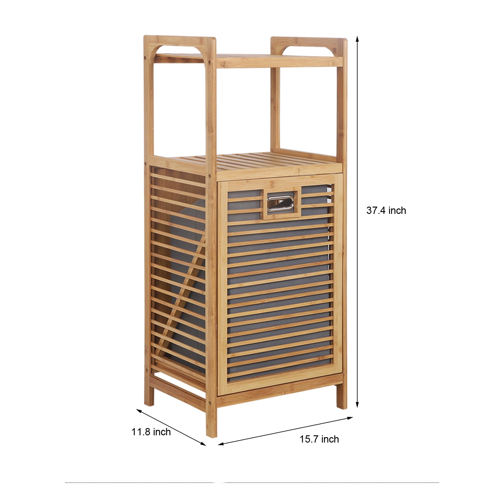 Miumaeov Laundry Hamper Bamboo Laundry Basket with Liner Bag Storage Hamper with Handles 2-Tier Shelves Laundry Room Shelves for Bathroom Living Room Bedroom