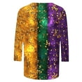 thumbnail image 4 of DDAPJ pyju Womens Mardi Gras 3/4 Sleeve Shirts Sequin Mask Graphic Tees Carnival Outfits Bling Glitter Color Block Tops Festival Parade Blouse Multicolor M, 4 of 5