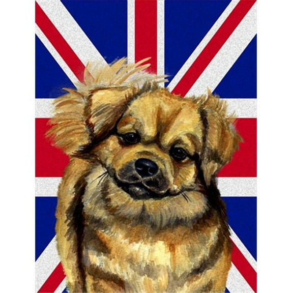 Tibetan Spaniel With English Union Jack British Flag Flag Garden Size