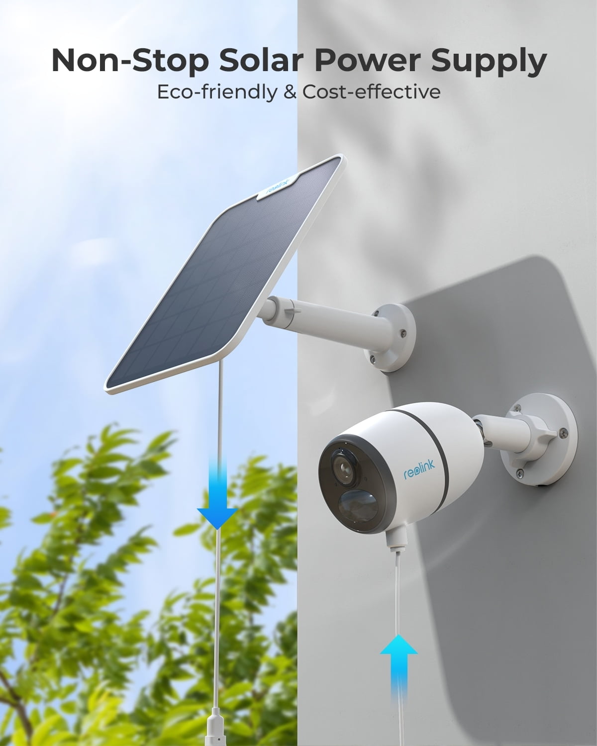 REOLINK 6W Solar Panel Non-Stop Solar Power for Wireless Battery Camera Outdoor (White)