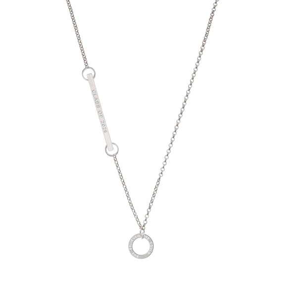 Delight Jewelry She Believed She Could Infinity Circle - Silvertone Class of 2026 Delicate Bar Necklace, 18.75"