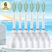 Replacement Brush Heads Compatible with Philips Sonicare E-Series HX7022 HX7001 Essence Xtreme Elite Advance and CleanCare Screw-On Toothbrush Handles, 6 Pack