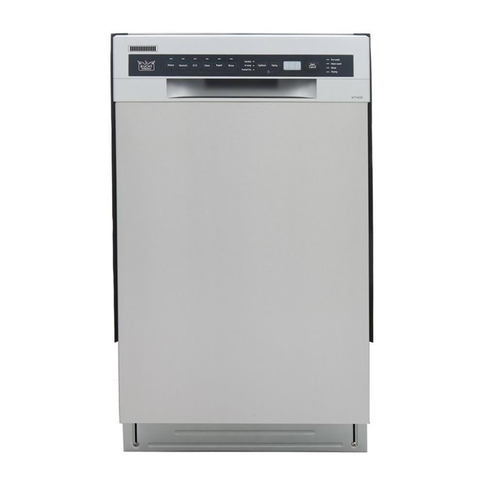 Pemberly Row 18" Stainless Steel Front Control Dishwashers in Silver