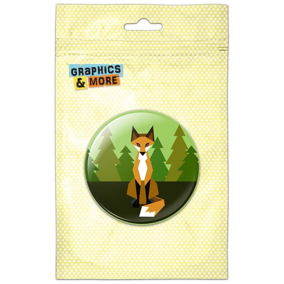 Geometric Orange Fox Pinback Button Pin Badge
