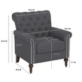 thumbnail image 2 of Living Room Chairs Modern Accent Linen Fabric Arm Chair Comfy Upholstered Tufted Club Single Sofa Dark Gray, 2 of 10