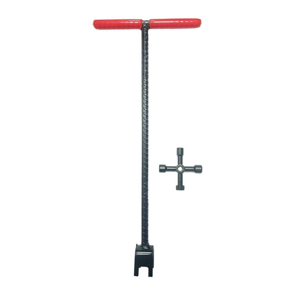 Llave para medidor de agua con mango en T, llave multiusos de 4 vías, herramienta profesional para cerrar el agua del jardín, para grifos, espitas y 17 pulgadas rojo