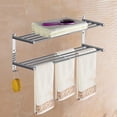 thumbnail image 5 of Toallero de pared con ganchos, resistente, extragrande, doble barra para toallas, diseño moderno de acero inoxidable 304, acabado cromado para baño, cocina, lavadero (16,9"-30,7"), 5 of 5