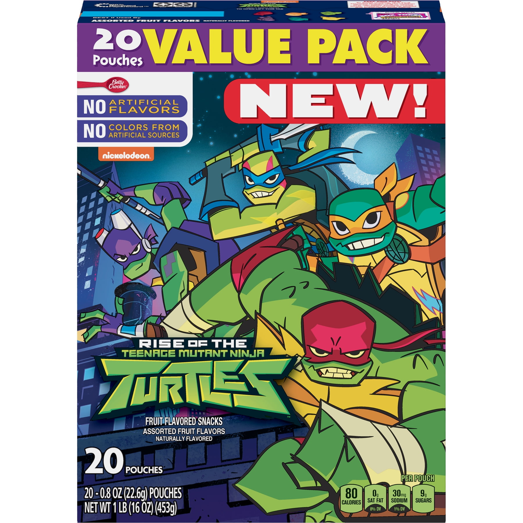 Teenage Mutant Ninja Turtles Fruit Flavored Snacks Gluten Free, 20ct