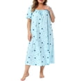 thumbnail image 2 of Agnes Orinda Women's Plus Size Mother's Day Nightgowns Sleepshirts Ruffle Trim Comfy Nightdress 3X Light Blue, 2 of 6