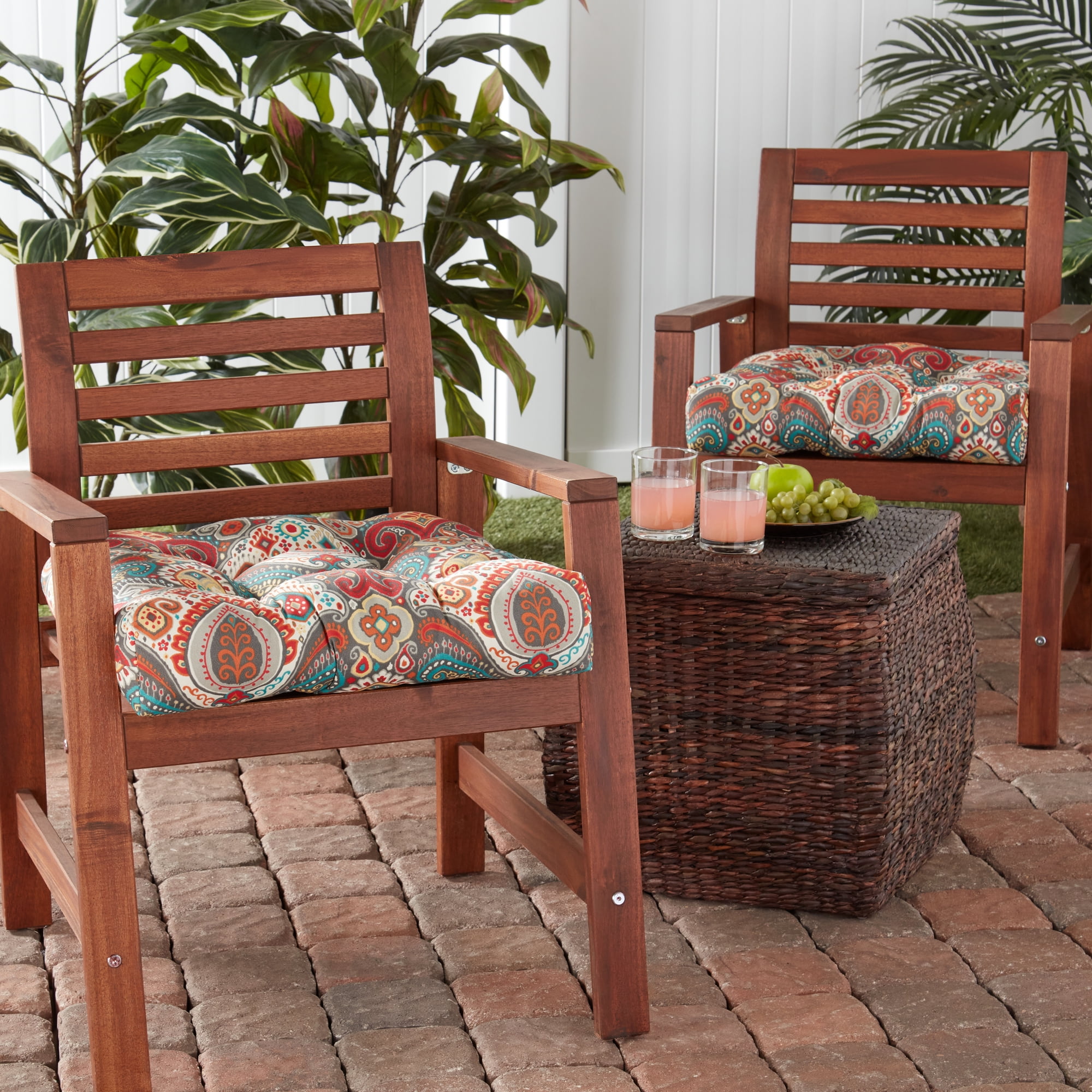 Greendale Home Fashions Tufted Outdoor 20'' x 20'' Seat Cushion, Set of 2, Asbury Park