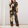 thumbnail image 2 of KLL Flower Crown Dog Print Women's Long Sleeve Pajamas with Pants Sleepwear Loungewear 2 Set-Medium, 2 of 7