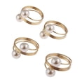 thumbnail image 4 of 12Pcs Pearl Napkin Buckle Hoop Napkin Rings Holder with 12Pcs Napkin Rings and Hollow Out Flower Napkin Holder, 4 of 7