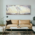 thumbnail image 4 of Large Seascape Handmade Oil Painting on Canvas Abstract Ocean and Sailboats Canvas Art Modern Sunshine and Clouds Painting Wall Art for Living Room Unframed, 4 of 9