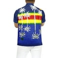 thumbnail image 2 of HAPPY BAY Men's Very Loud Beach Tropical Palm View Party Shirts Short Sleeves Button Down Hawaiian Shirt for Men XS Dark Indigo, Reflection, 2 of 5