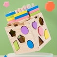 thumbnail image 2 of Colorful Geometric Shape Blocks and Sorting Cube Box Safe Wooden Material Shape Color Sorting Toy for Kids Educational Gifts, 2 of 8