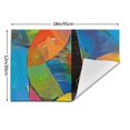 Geometric Abstract Painting with Colors and Black Line Woven mats for