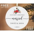thumbnail image 1 of First Christmas Married Ornament, Personalized Marriage Keepsake, Custom Married - White - 3-Pack, 1 of 5