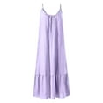 thumbnail image 4 of Women Dresses Plus Solid Sexy Dresses Sling Sleeveless Fashion Dresses Purple Trendy Skirt Size 4XL, 4 of 4