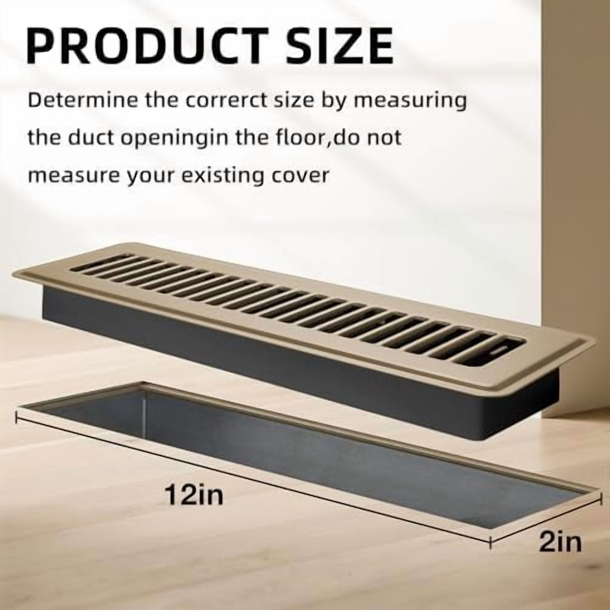 Floor Register 2x12, 6 Pack Floor Vent Covers for Home Floor Heavy Duty Steel Walkable Floor Vents Air Vent Covers 14x6 for Sidewall and Floor