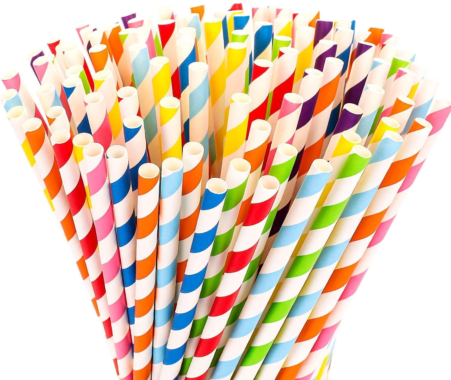 CHERRY NATION 200 Biodegrable Paper Straws 8 Different Colors Rainbow