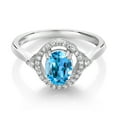 thumbnail image 2 of Gem Stone King 1.34 Ct Oval Swiss Blue Topaz 925 Sterling Silver Ring (Size 8), 2 of 4