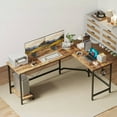 thumbnail image 5 of 66.93 Inch L-Shaped Desk for Home Office, Corner Computer Desk for Workstations, Gaming Desk with Tower Shelf and Hooks,Rustic Brown, 5 of 8