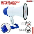 thumbnail image 5 of 5 Core Megaphone 30W Bull Horn PA Speaker w 800 Yards Range USB Loud Siren Voice Amplifier Portable, 5 of 9