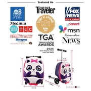 Kiddietotes 3-D Hardside Panda Scooter Luggage Ride On Suitcase for Kids Travel Bag