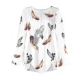 thumbnail image 4 of Pompotops Mode Femme Décontractée Col Rond Manches Longues Bouton Imprimé Haut Blouse en Solde, 4 of 4