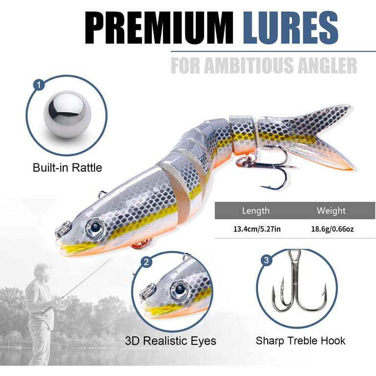 Fishing Lures for Bass Trout Multi Jointed Swimbaits Slow Sinking Bionic Swimming Lures Bass Freshwater Saltwater Bass Lifelike Fishing Lures Kit